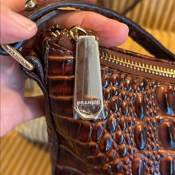 NWT Brahmin Katie Shoulder Bag | Pecan Melbourne Croc Embossed Leather - Picture 6 of 13